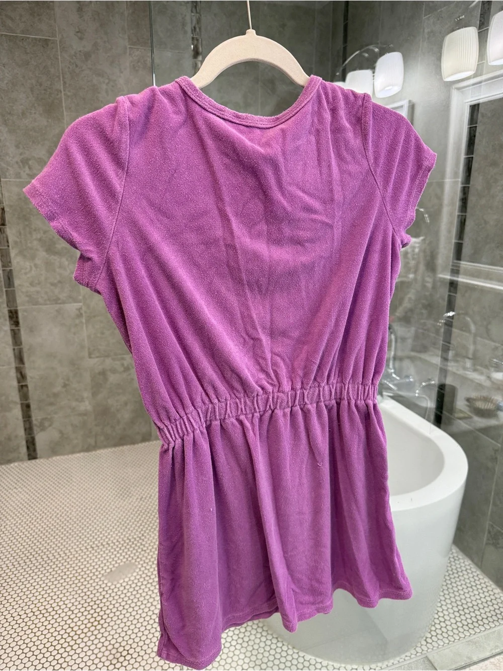Lands' End Kid’s Purple Terry Scoop Neck Swim Cover Up - 10/12